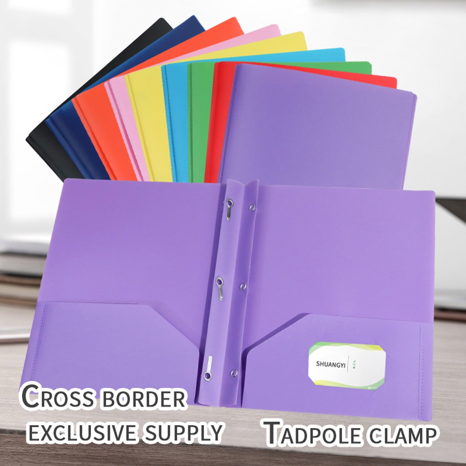 Clearance office Craft Stationery under $1 Two Pocket Folder Three Hole Punch Prong Fasteners Letter Size Extra tough Folders Assorted Colors