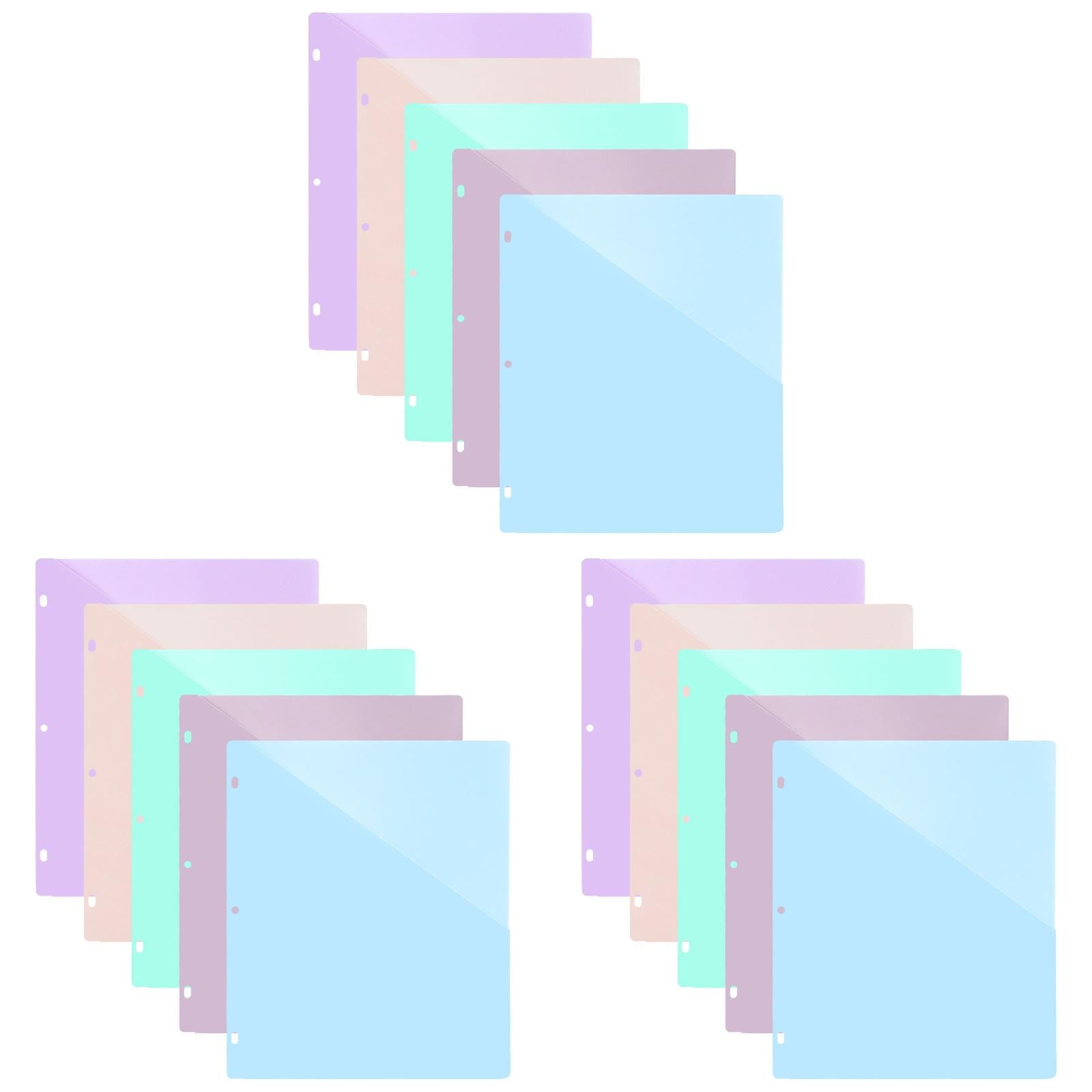 (5pc)Luluganb Binder Folders School Folders Plastic Folders with Pockets and Prongs Colored File Folders Pocket Folder Light Blue One Size