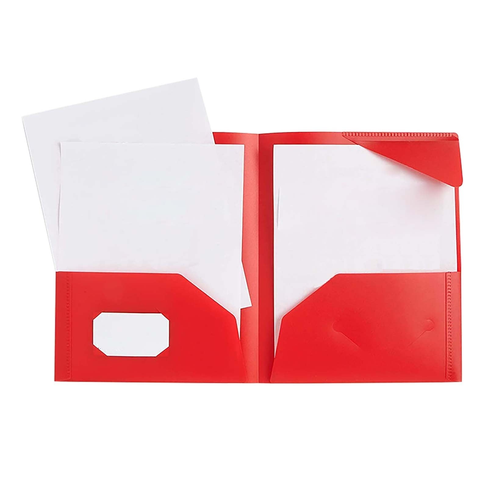 2 Pocket Folders No Prong Folders, Plastic Pocket Folders No Prongs, Heavy Duty Plastic Poly Folders No Prongs for School Office，Colored Letter Size Plastic Folders with Pockets No Brads(Orange)