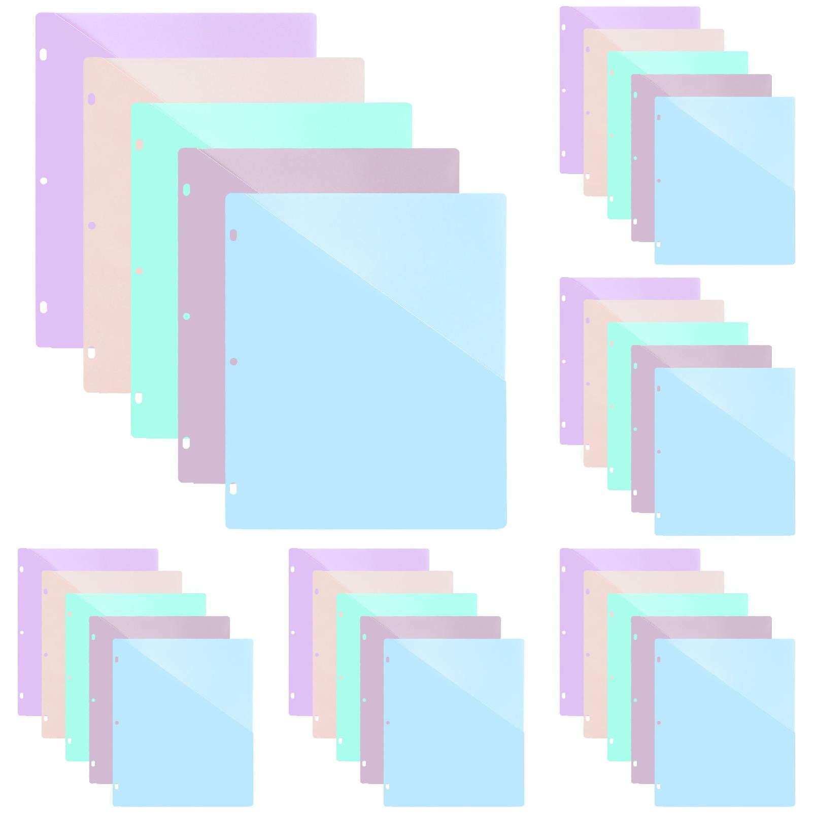 (5pc)Luluganb Binder Folders School Folders Plastic Folders with Pockets and Prongs Colored File Folders Pocket Folder Light Blue One Size