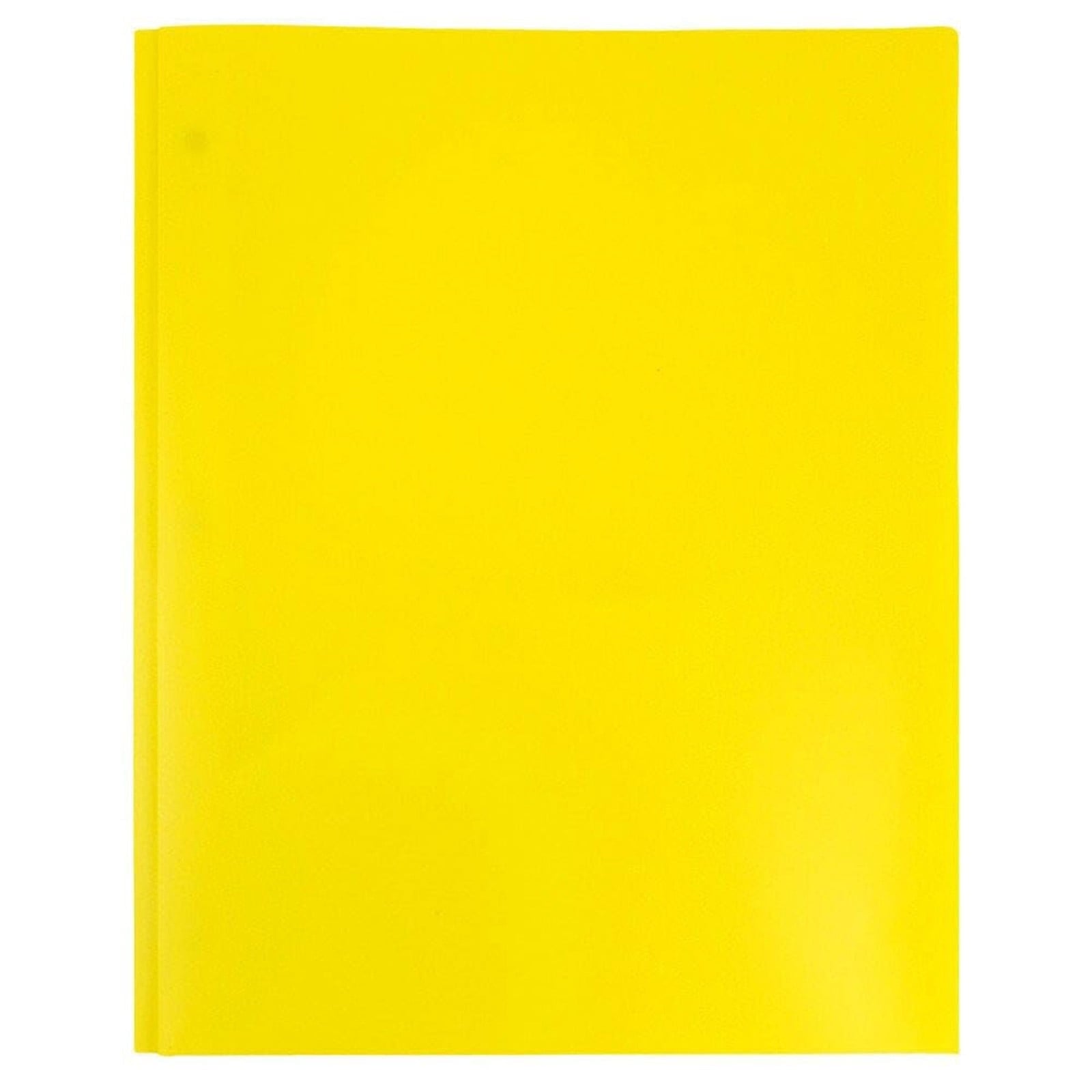 3-Prong Letter Size Paper Folder,Heavy-Duty Two-Pocket Plastic Clip Folders with Pockets & Prongs,Pocket Folders with Prongs, School Office Document Folders, Colorful Paper Organizers(Yellow)