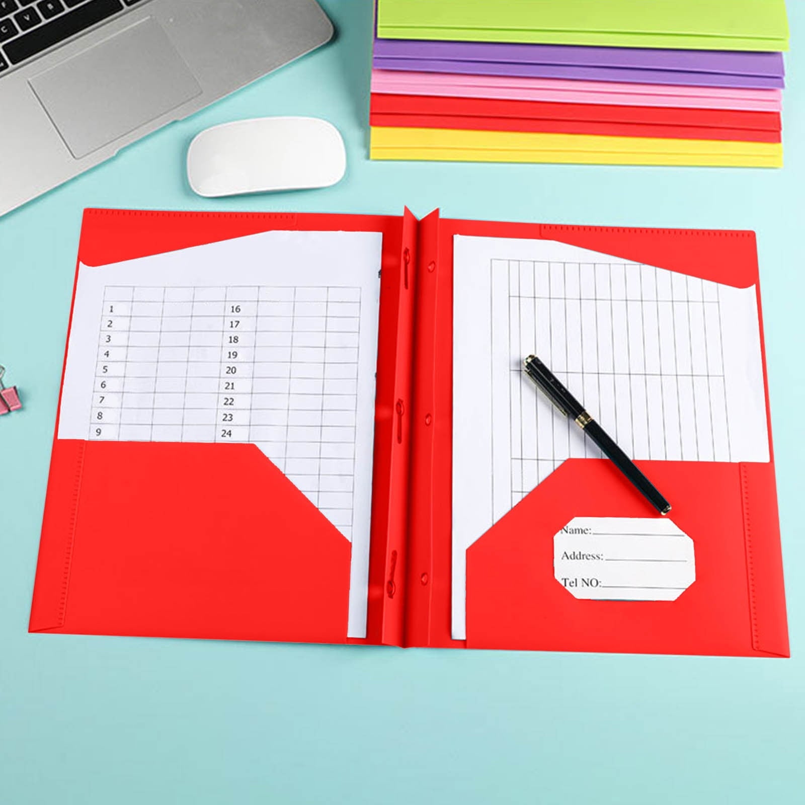 PureCasa Plastic Folders with Pockets 1PC- Letter Size 3-Ring Binder Folders Durable & Waterproof for School, Office