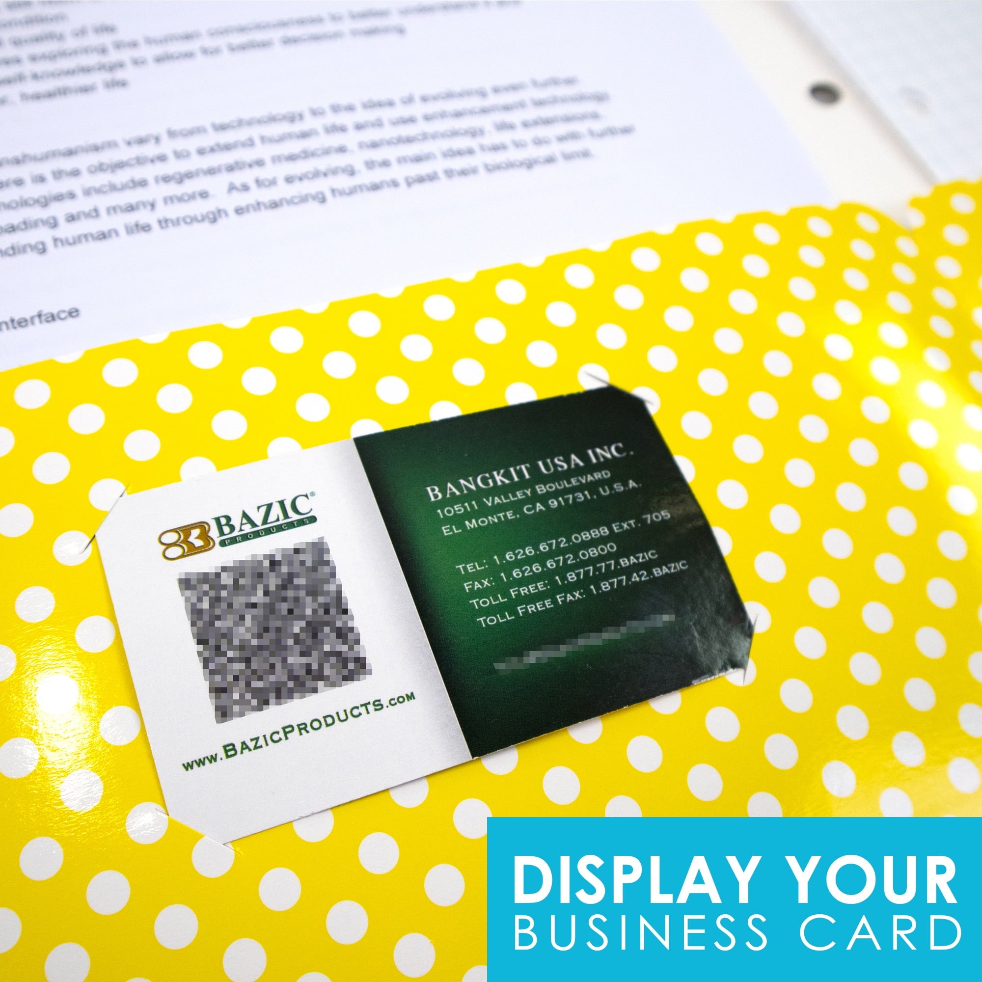 BAZIC 2 Pockets Paper Folder, Polka Dot Portfolio, Document Folders, 6-Pack