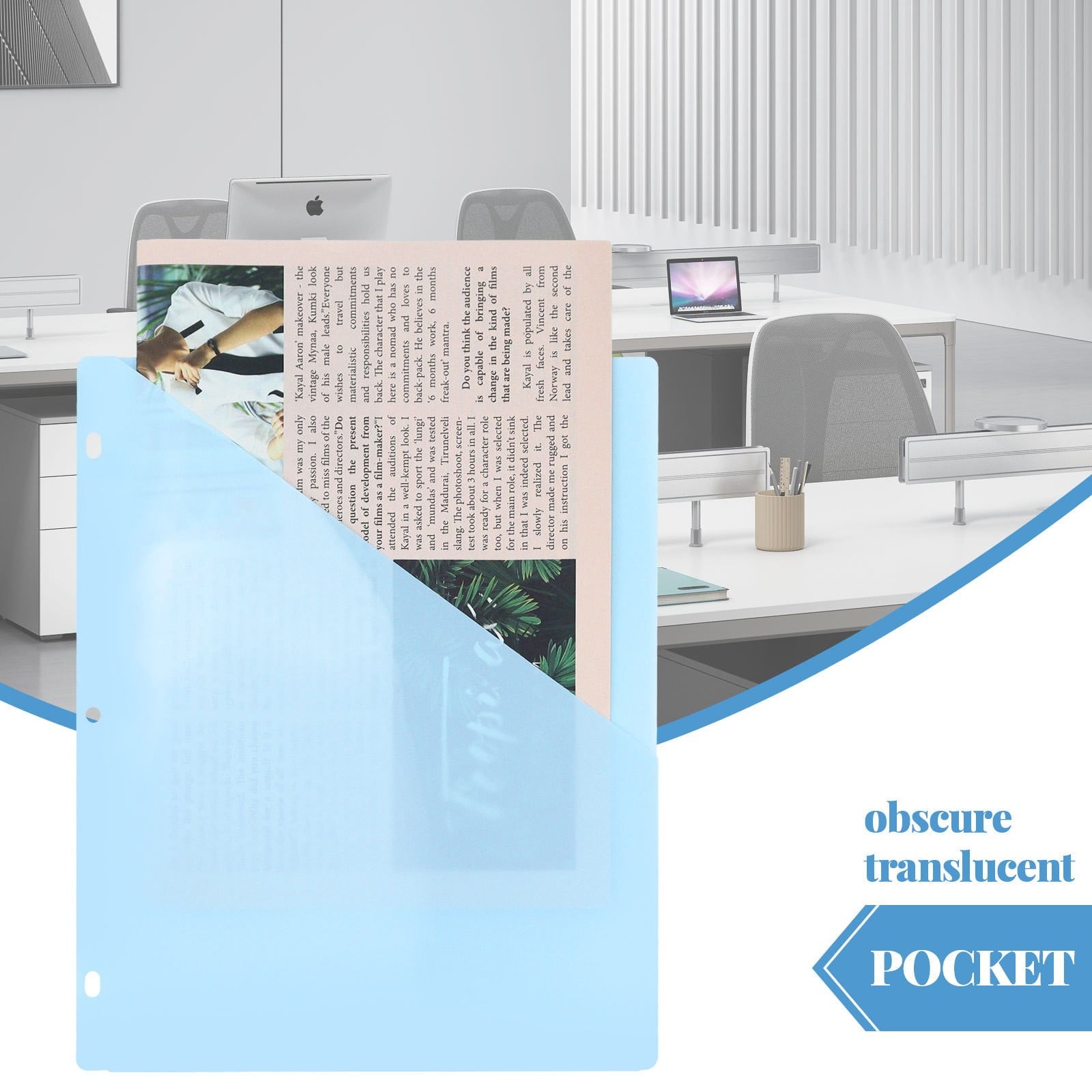 (5pc)Luluganb Binder Folders School Folders Plastic Folders with Pockets and Prongs Colored File Folders Pocket Folder Light Blue One Size