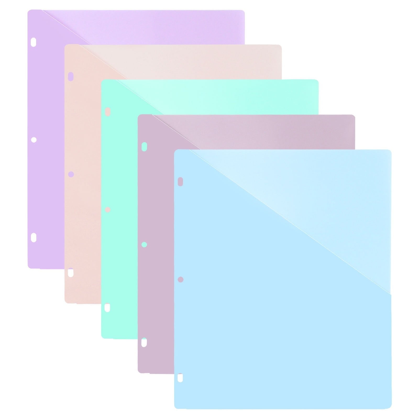 (5pc)Luluganb Binder Folders School Folders Plastic Folders with Pockets and Prongs Colored File Folders Pocket Folder Light Blue One Size