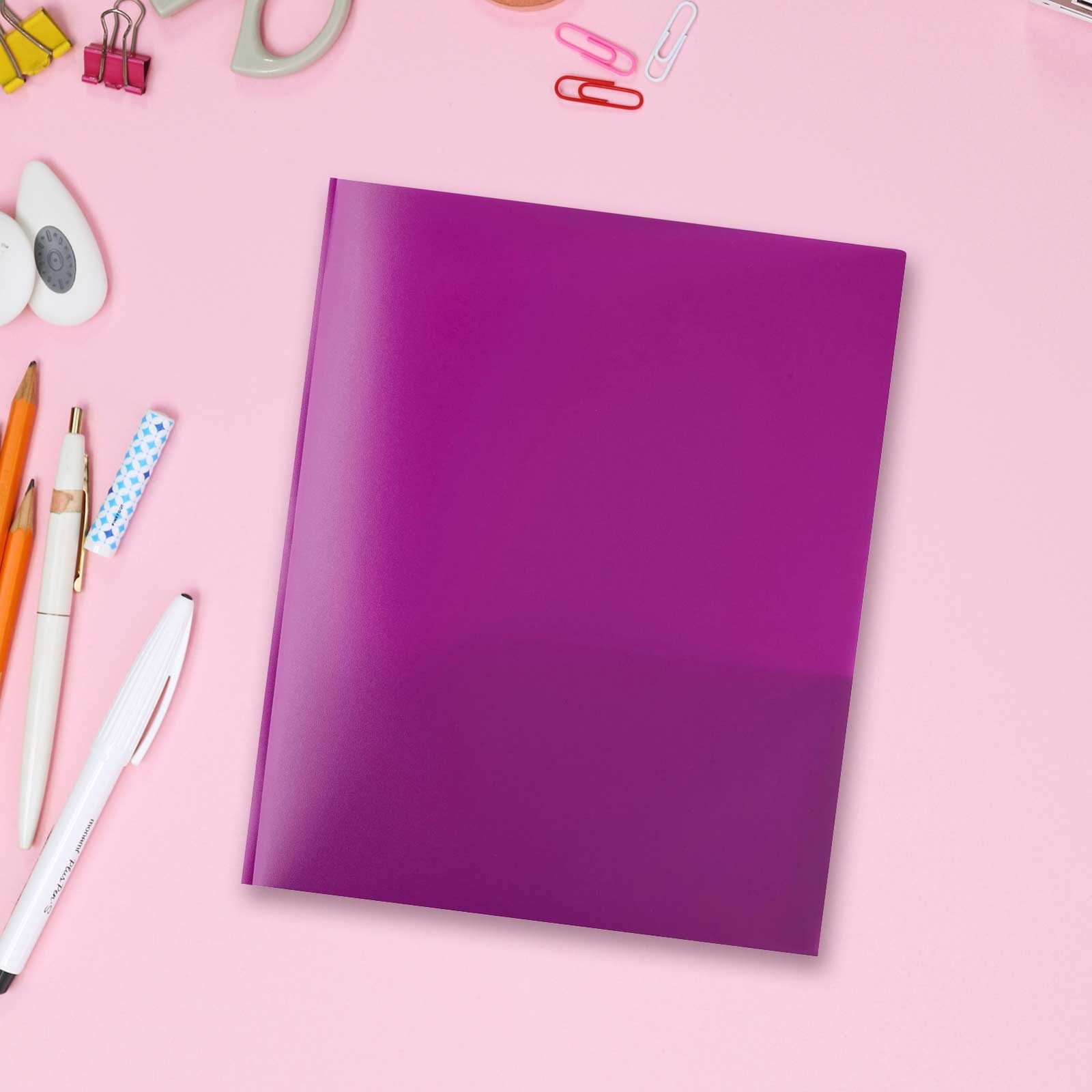Clearance School Supplies! Hmlai Plastic Folder Purple, Pen+Gear 3 Prong 2 Pocket Poly Folder (Include Plastic Folder*1) Collapse Folder Clearance Sale