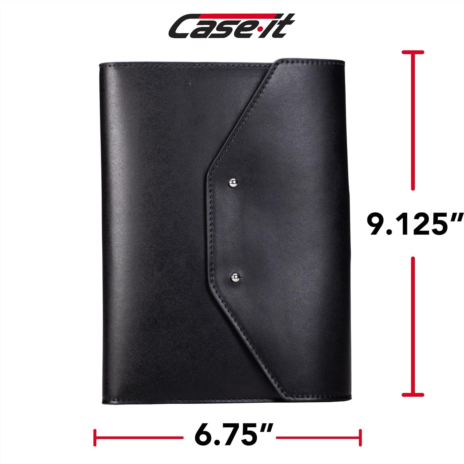 Case-it Tycoon Mini Padfolio Portfolio with Letter Size Writing Pad, Tri Fold Snap Closure, Black (Pad-37-MI)