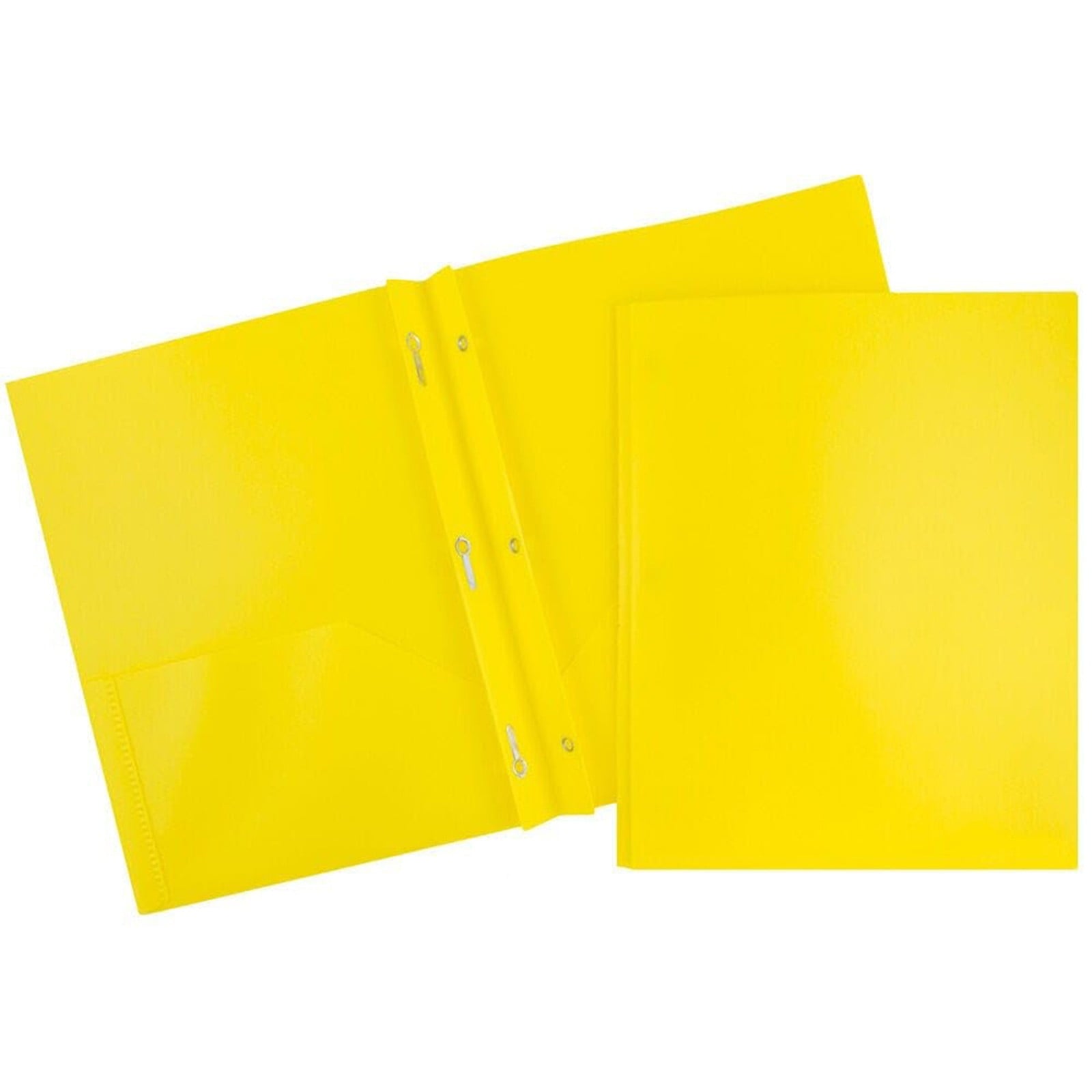 3-Prong Letter Size Paper Folder,Heavy-Duty Two-Pocket Plastic Clip Folders with Pockets & Prongs,Pocket Folders with Prongs, School Office Document Folders, Colorful Paper Organizers(Yellow)