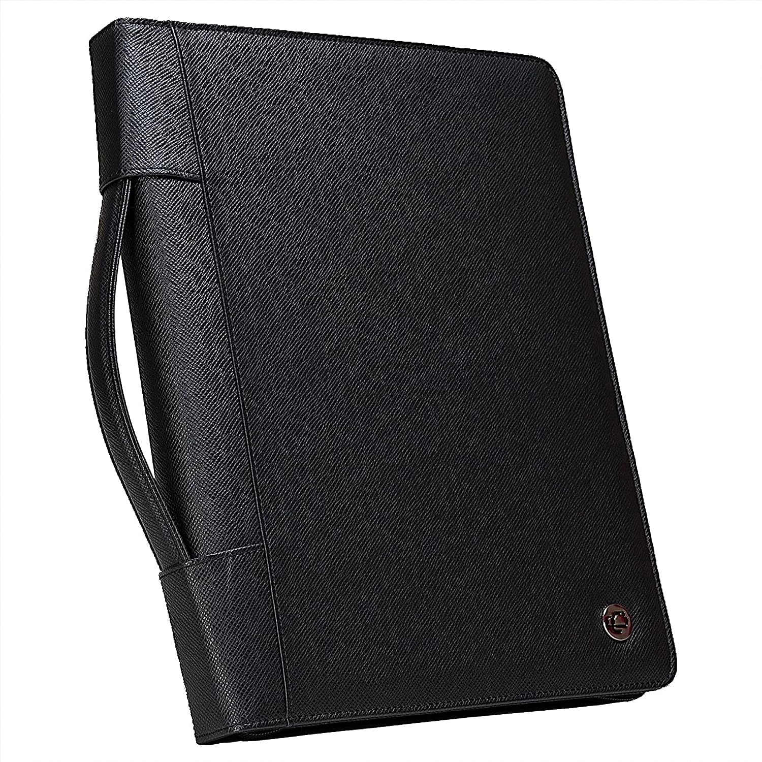 Case-it Tycoon Mini Padfolio Portfolio with Letter Size Writing Pad, Tri Fold Snap Closure, Black (Pad-37-MI)