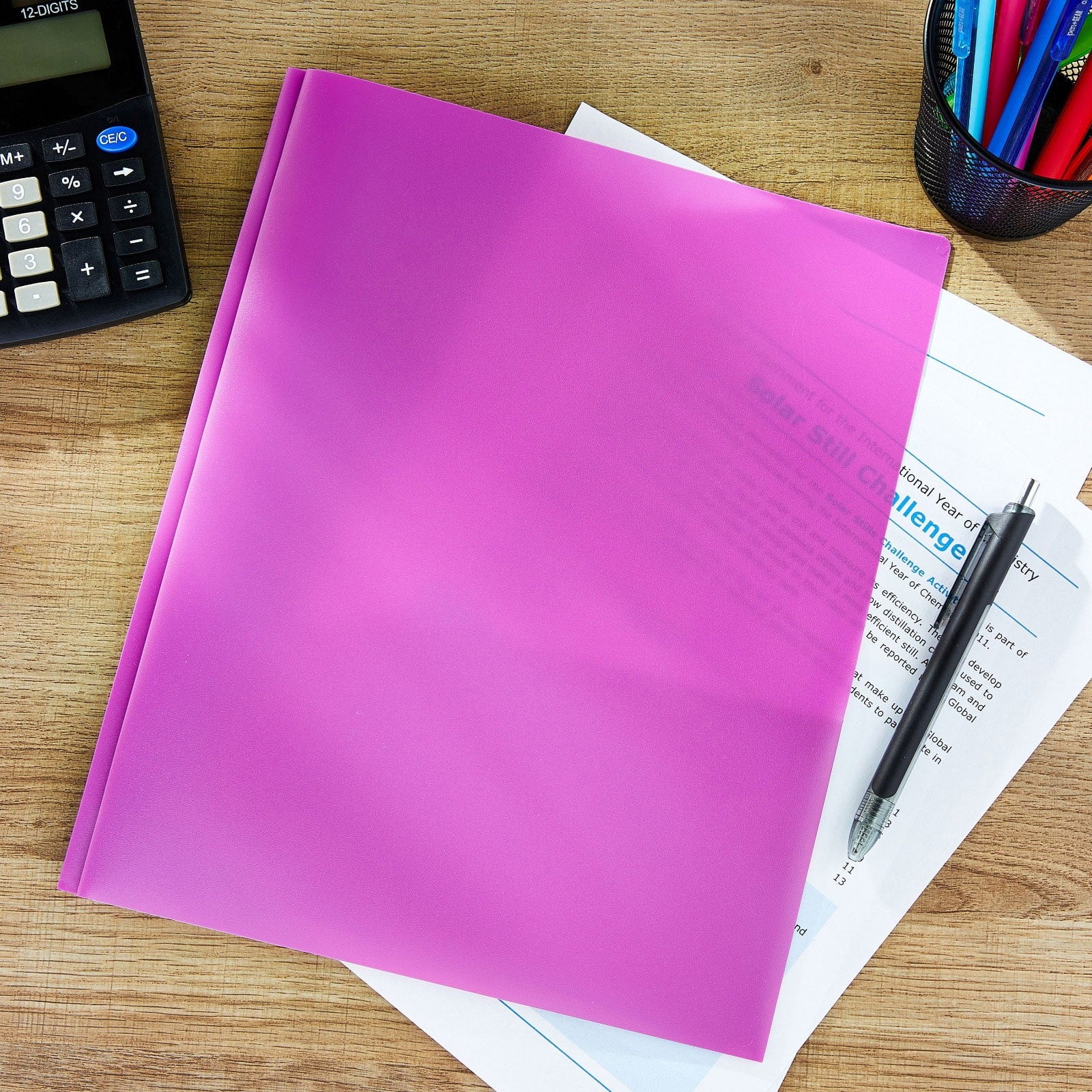 Clearance School Supplies! Hmlai Plastic Folder Purple, Pen+Gear 3 Prong 2 Pocket Poly Folder (Include Plastic Folder*1) Collapse Folder Clearance Sale