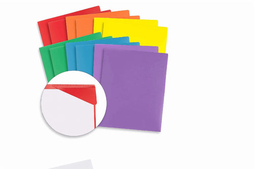 2 Pocket Folders No Prong Folders, Plastic Pocket Folders No Prongs, Heavy Duty Plastic Poly Folders No Prongs for School Office，Colored Letter Size Plastic Folders with Pockets No Brads(Orange)