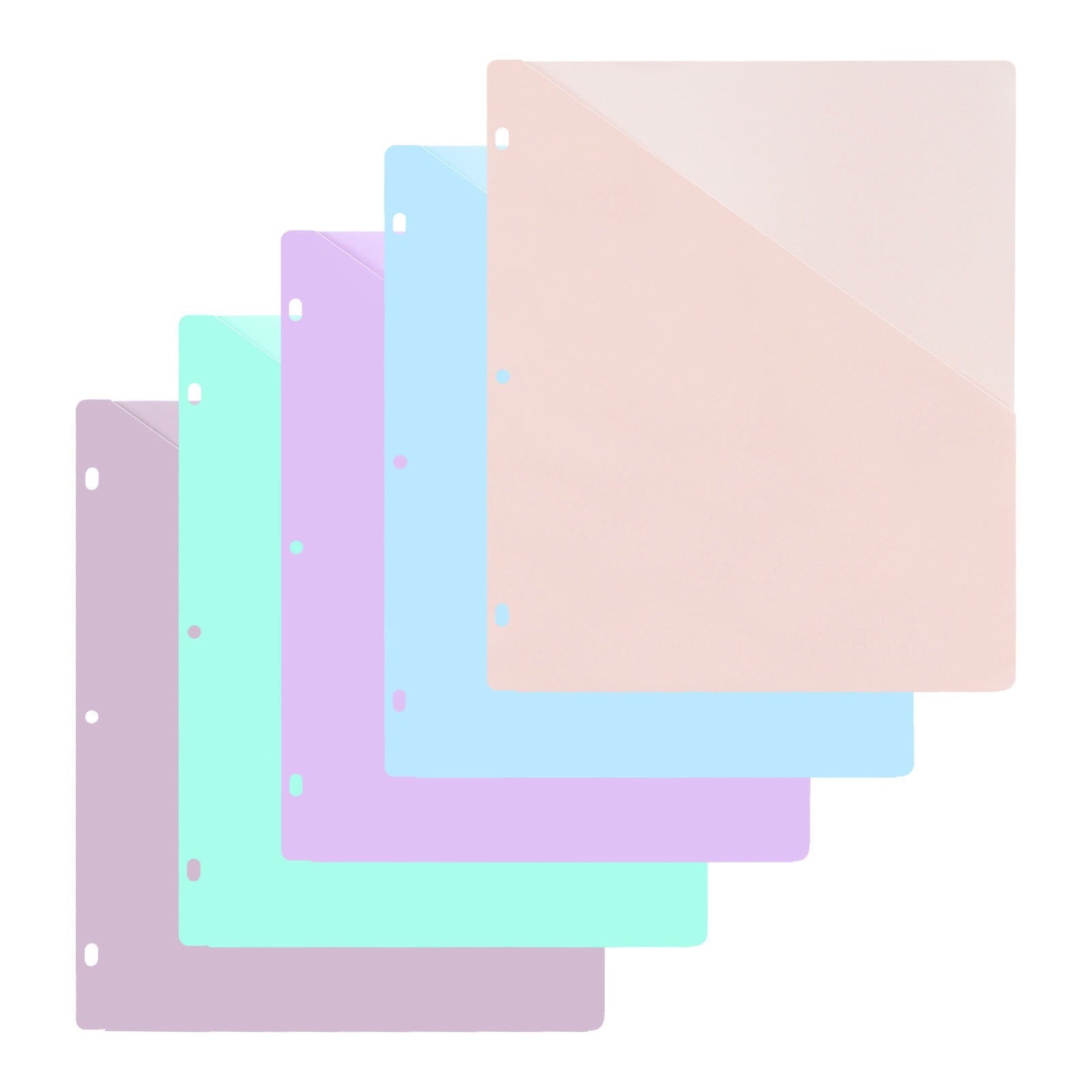 (5pc)Luluganb Binder Folders School Folders Plastic Folders with Pockets and Prongs Colored File Folders Pocket Folder Light Blue One Size